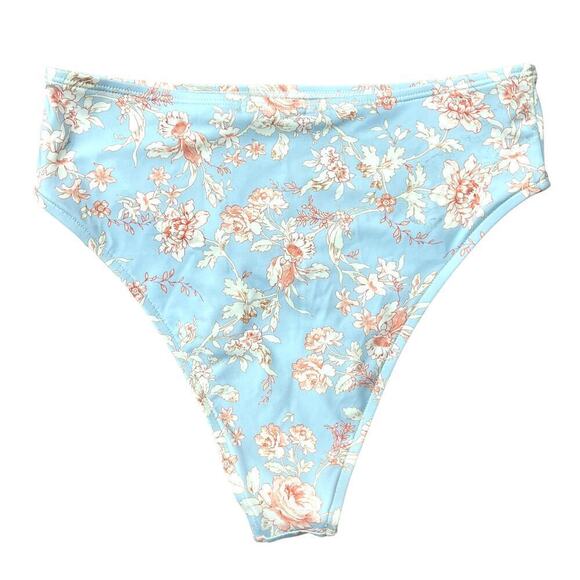 WeWoreWhat NWT Halogen Blue Floral Emily High-Waist Bikini Swim Bottom XS - Picture 3 of 9